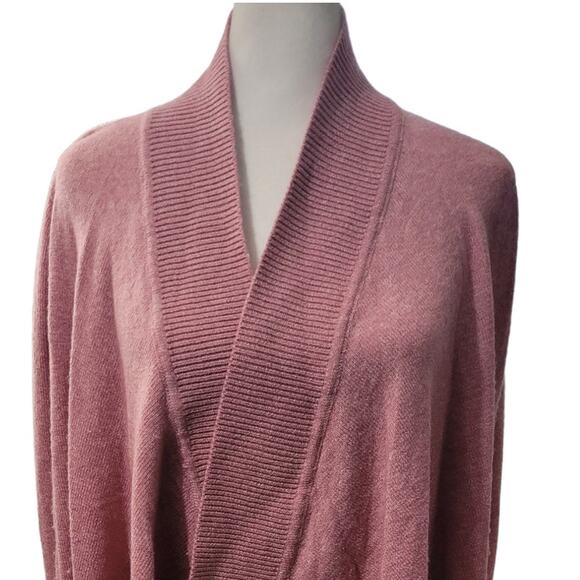 LOFT Pink Knit Cardigan Small Open Front Layered Cozy Cottagecore Grannycore - Picture 3 of 8